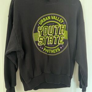 Divided Black Crewneck Sweater with Neon Graphic